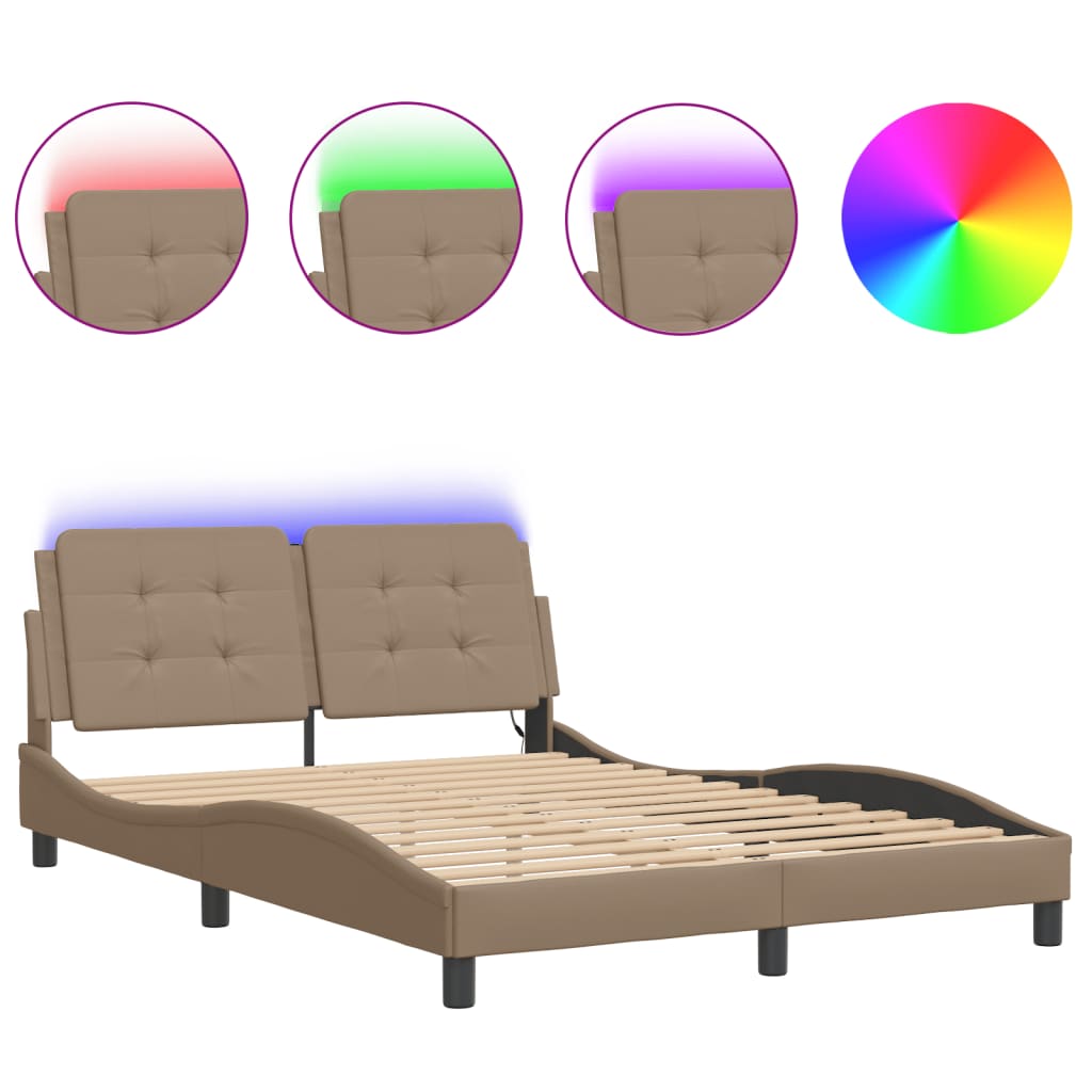 vidaXL Bedframe met LED zonder matras "Zadar" cappuccino 120x200 cm bruin, foto 3