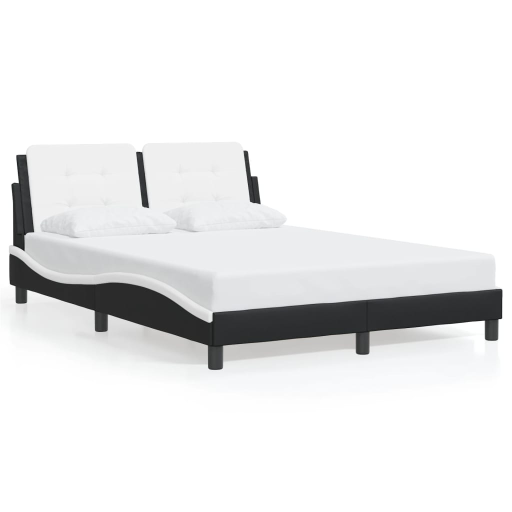 vidaXL Cadre de lit avec lumières LED noir blanc 120x200 cm similicuir