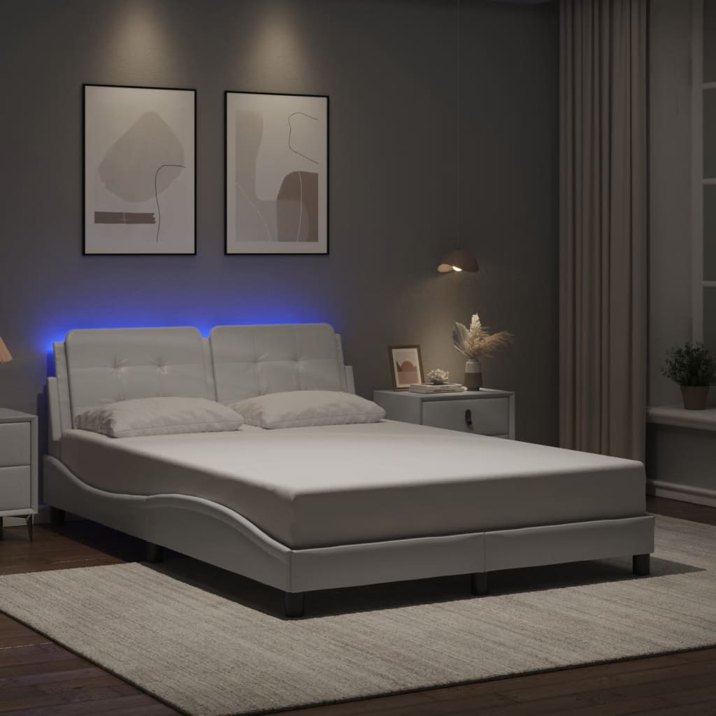 vidaXL sengeramme med LED uden madras Zadar 140x190 cm hvid