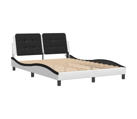 vidaXL Bed Frame with LED without Mattress "Zadar" White and Black 140x190 cm