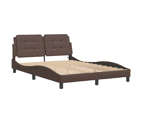 vidaXL Bed Frame with LED without Mattress "Zadar" Brown 140x200 cm