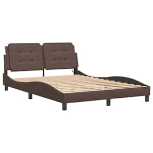 vidaXL Bed Frame with LED without Mattress "Zadar" Brown 140x200 cm