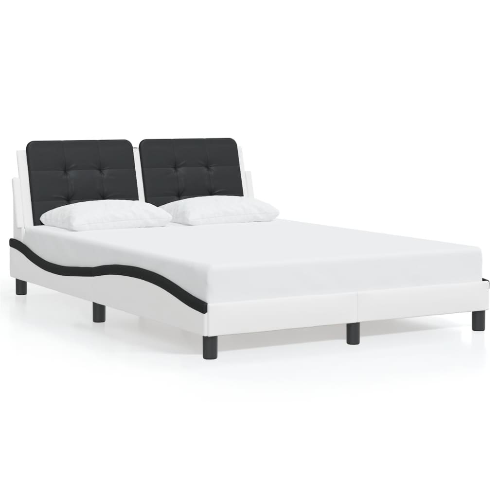 vidaXL Cadre de lit avec lumières LED blanc noir 140x200 cm similicuir