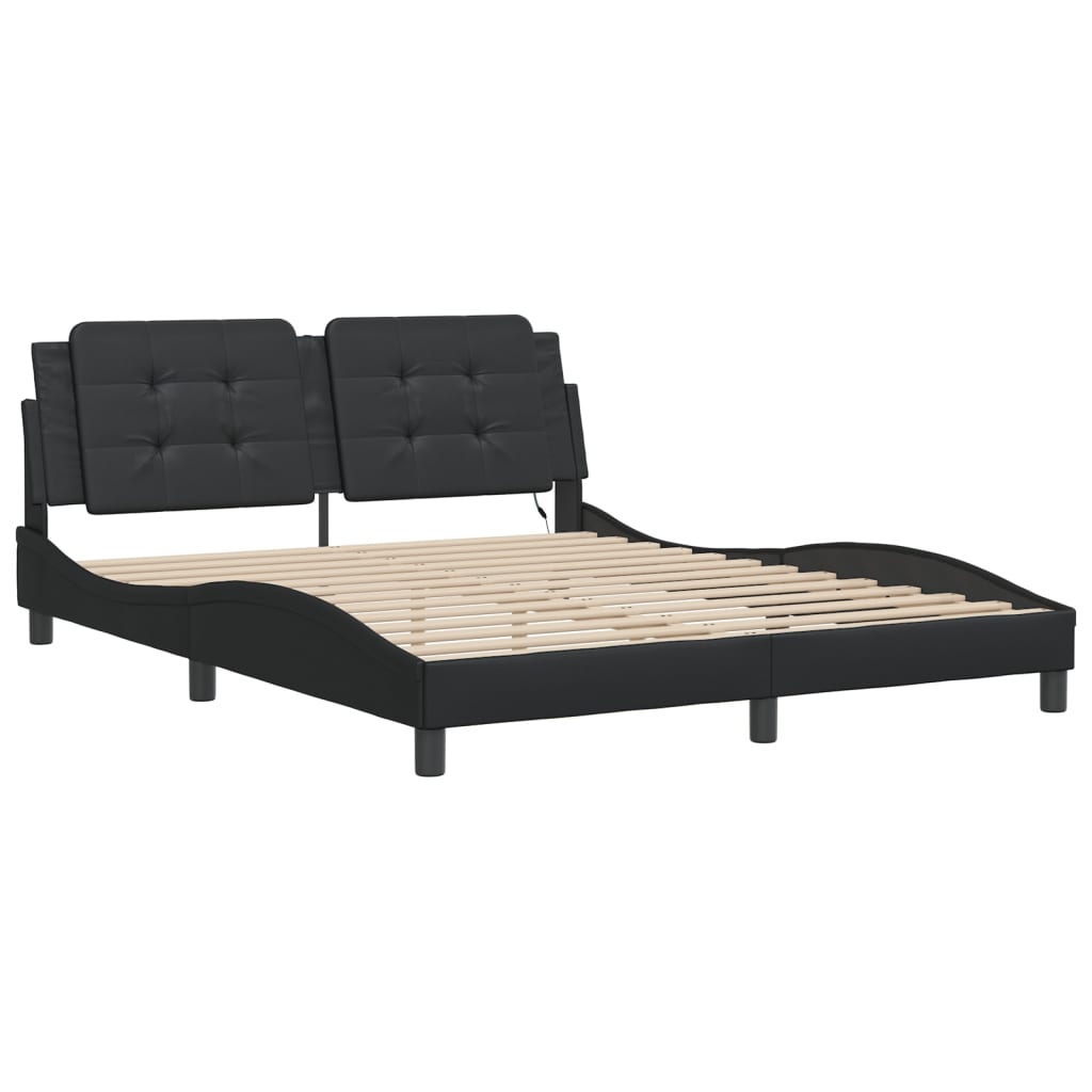 vidaXL Bedframe met LED-verlichting kunstleer zwart 160x200 cm afbeelding