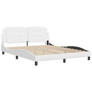 vidaXL Cadre de lit avec LED sans matelas Zadar blanc 160x200 cm