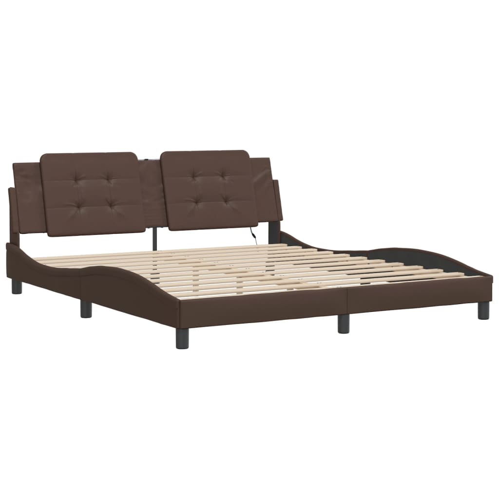 vidaXL Bed Frame with LED without Mattress Brown 160x200 cm