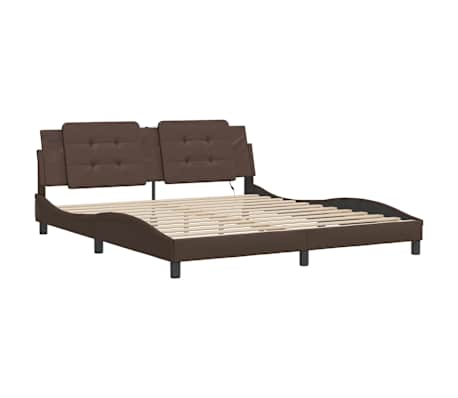 vidaXL Bed Frame with LED without Mattress Brown 160x200 cm