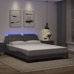 Rám postele s LED bez matrace Zadar šedý 160 x 200 cm - obrázek 1