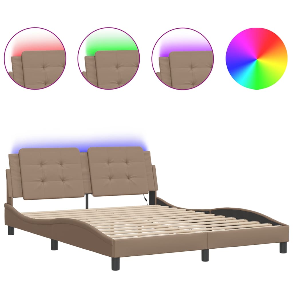 vidaXL Bedframe met LED zonder matras "Zadar" cappuccino 160x200 cm bruin, foto 3