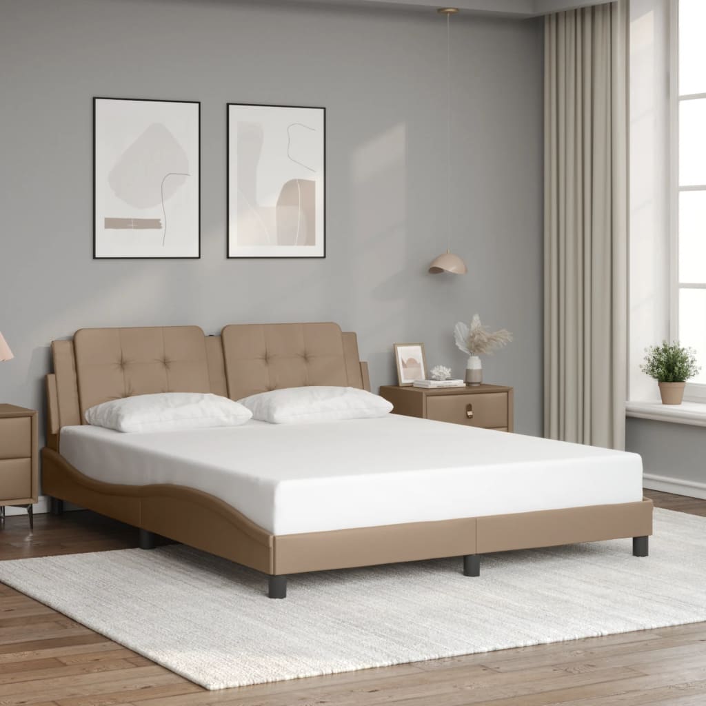 vidaXL Bedframe met LED zonder matras "Zadar" cappuccino 160x200 cm bruin, foto 2