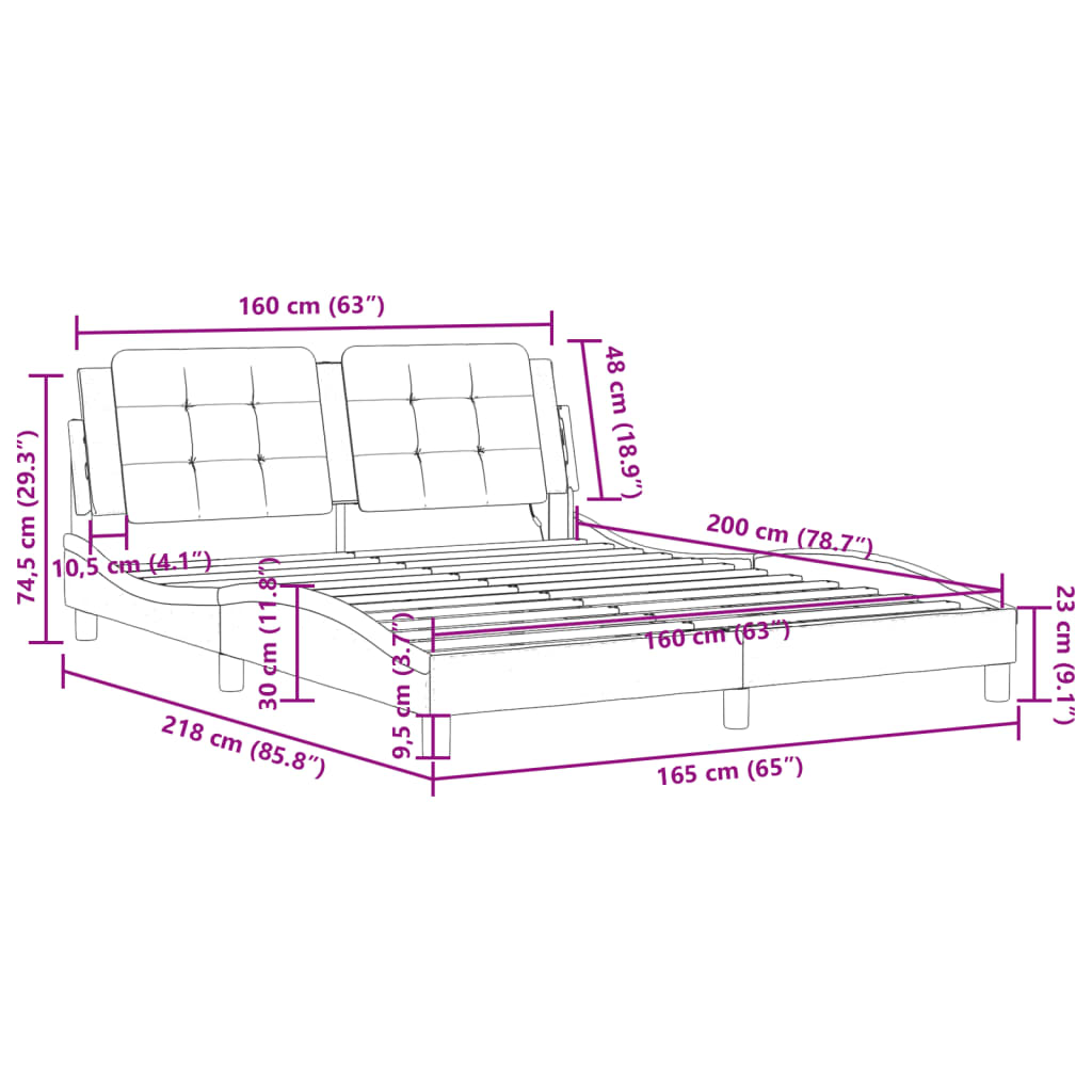 Rám postele s LED bez matrace Zadar černý a bílý 160x200 cm - obrázek 17