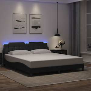 Rám postele s LED bez matrace Zadar černý 180 x 200 cm - obrázek 1