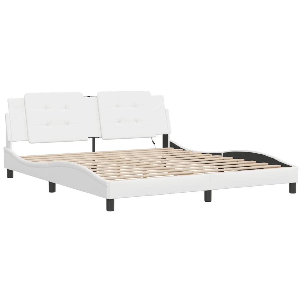 vidaXL Bedframe met LED-verlichting kunstleer wit 180x200 cm afbeelding