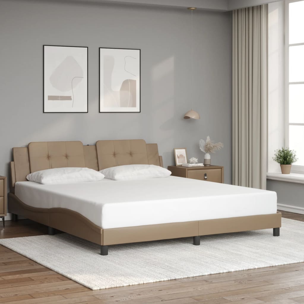 vidaXL Bedframe met LED zonder matras "Zadar" cappuccino 180x200 cm bruin, foto 2