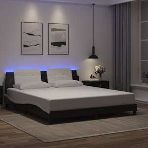 Rám postele s LED bez matrace Zadar černý a bílý 180x200 cm - obrázek 1