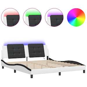 Rám postele s LED bez matrace Zadar bílý a černý 180x200 cm - obrázek 2