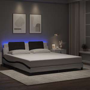 Rám postele s LED bez matrace Zadar bílý a černý 180x200 cm - obrázek 1