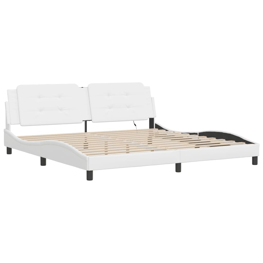 vidaXL Bedframe met LED zonder matras "Zadar" wit 200x200 cm, foto 4