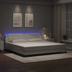 Rám postele s LED bez matrace Zadar bílý 200 x 200 cm - obrázek 1