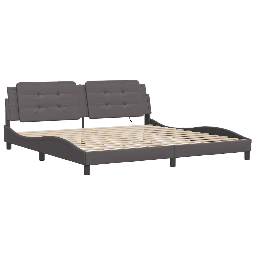 vidaXL Bedframe met LED zonder matras "Zadar" grijs 200x200 cm, foto 4