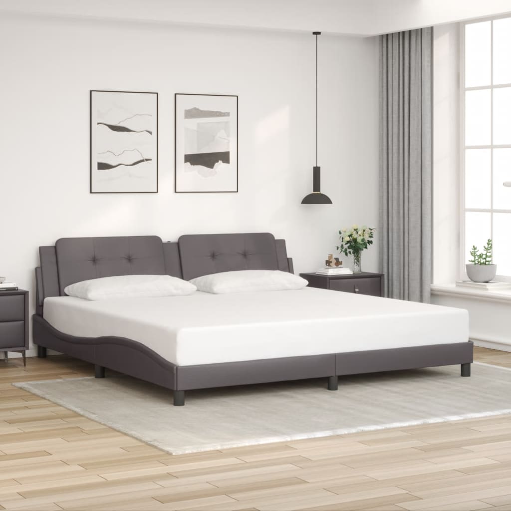 vidaXL Bedframe met LED zonder matras "Zadar" grijs 200x200 cm, foto 2