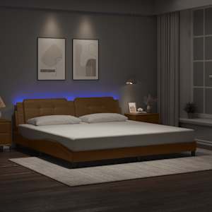 Rám postele s LED bez matrace Zadar cappuccino 200 x 200 cm - obrázek 1