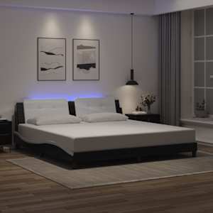 Rám postele s LED bez matrace Zadar černý a bílý 200x200 cm - obrázek 1