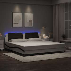 Rám postele s LED bez matrace Zadar bílý a černý 200x200 cm - obrázek 1
