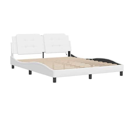 vidaXL Bed Frame with LED without Mattress "Zadar" White 59.8"x79.9"