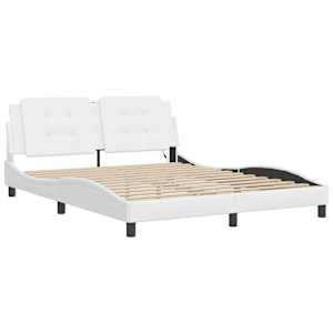 vidaXL Bed Frame with LED without Mattress "Zadar" White 59.8"x79.9"