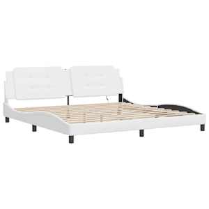 vidaXL Bed Frame with LED without Mattress White 193x203 cm