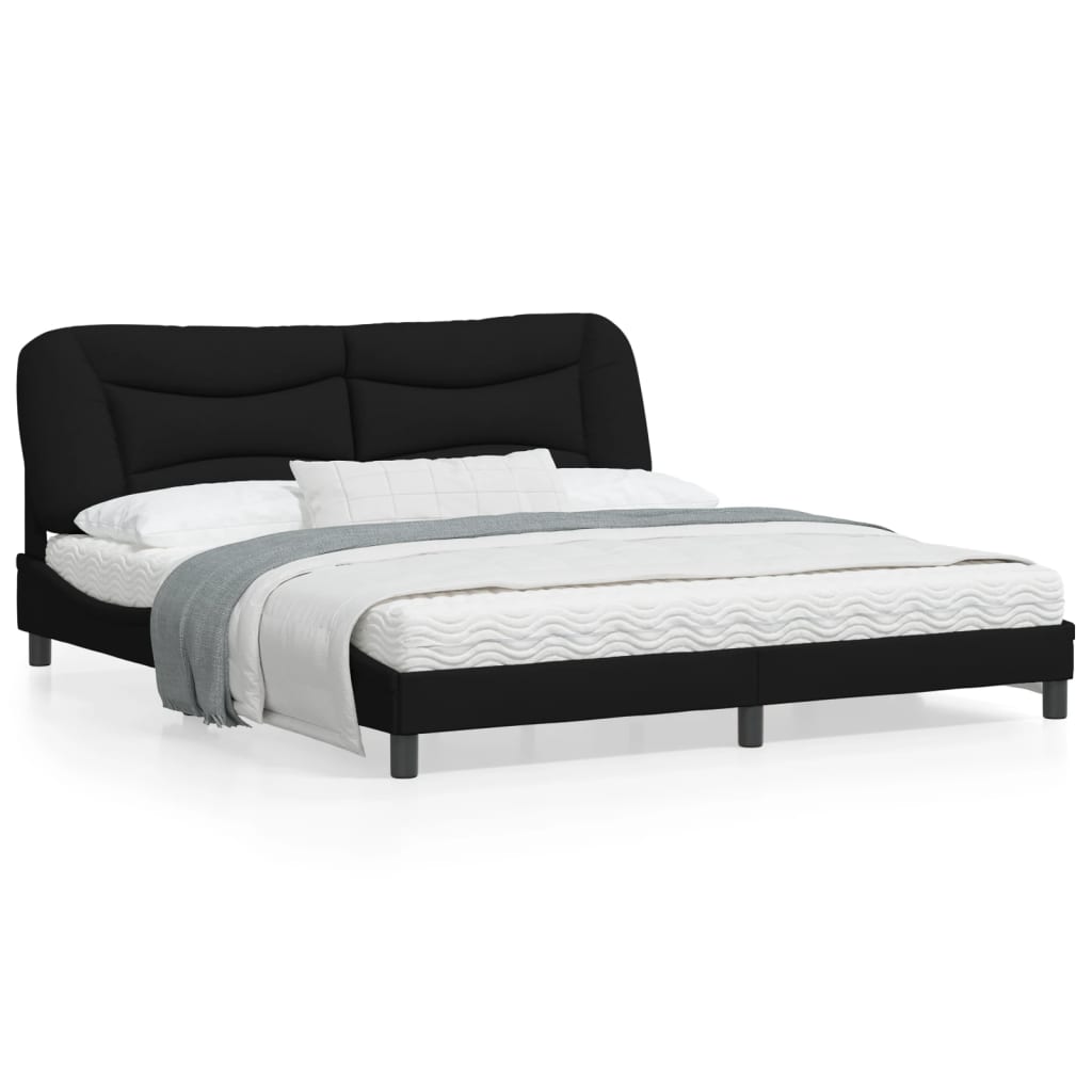 vidaXL Cadru de pat cu lumină LED, negru, 180x200 cm, textil