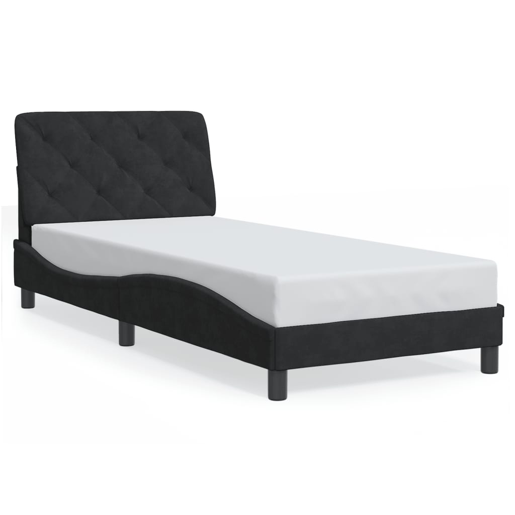 vidaXL Cadru de pat cu lumină LED, negru, 90x190 cm, catifea