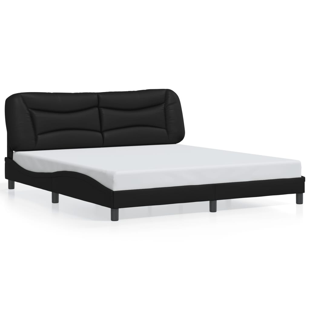 vidaXL Cadru de pat cu lumini LED, negru, 180x200 cm, piele ecologică