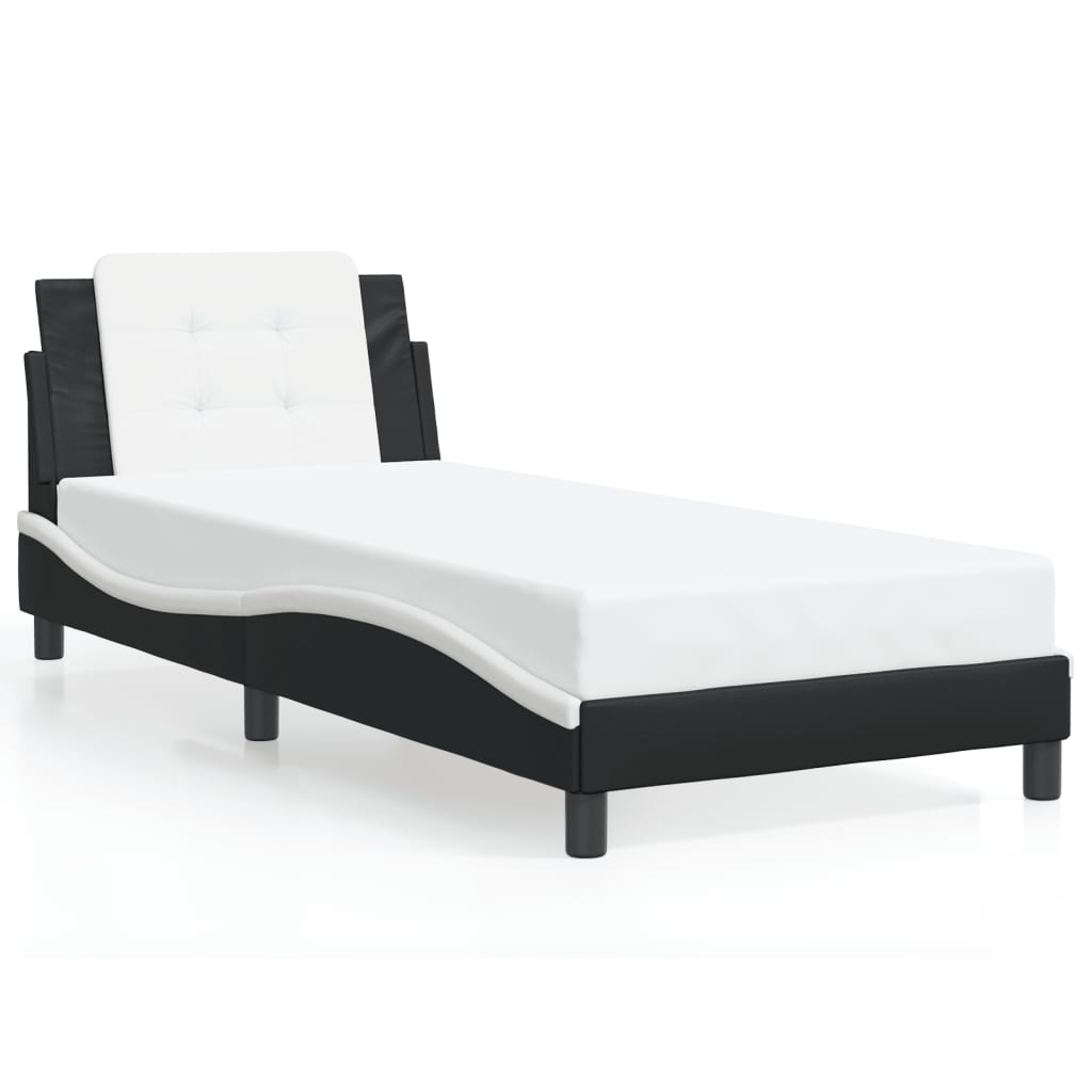 vidaXL Cadre de lit avec lumière LED noir blanc 90x190 cm similicuir
