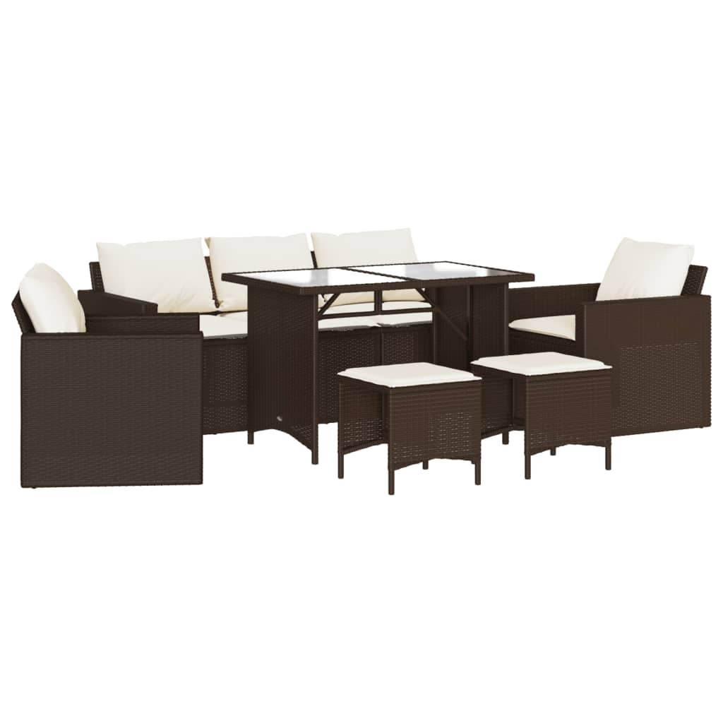 Thumbnail - vidaXL 6-tlg. Garten-Sofagarnitur mit Kissen Braun Poly Rattan