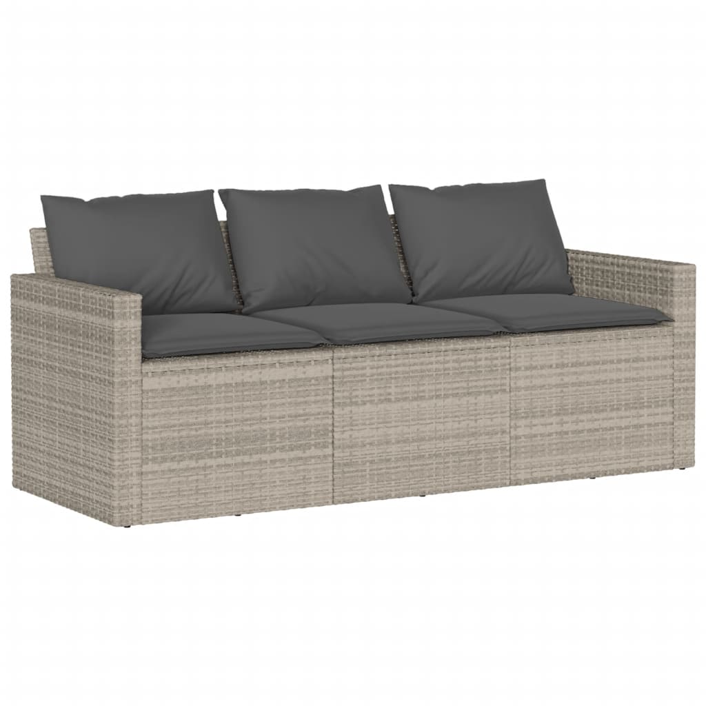 vidaXL 6-delige Loungeset met kussens poly rattan lichtgrijs afbeelding