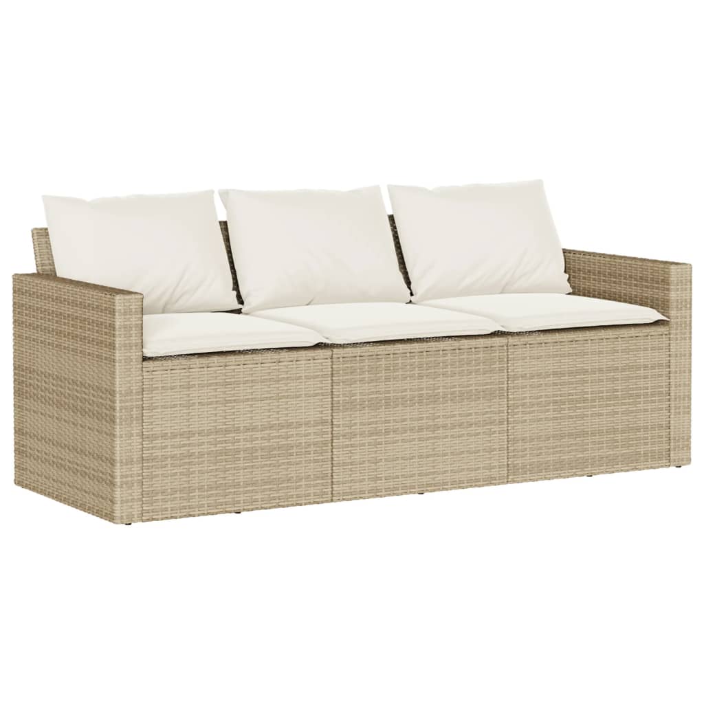 vidaXL 6-delige Loungeset met kussens poly rattan beige afbeelding