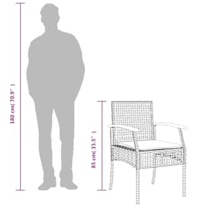5dílný zahradní jídelní set s poduškami černý polyratan - obrázek 6