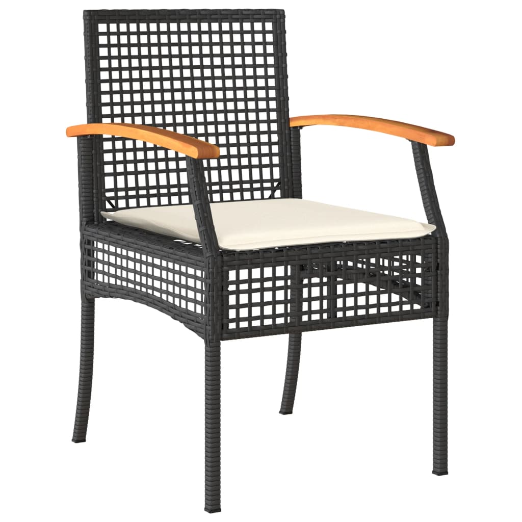 vidaXL 7-delige Tuinset met kussens poly rattan zwart afbeelding