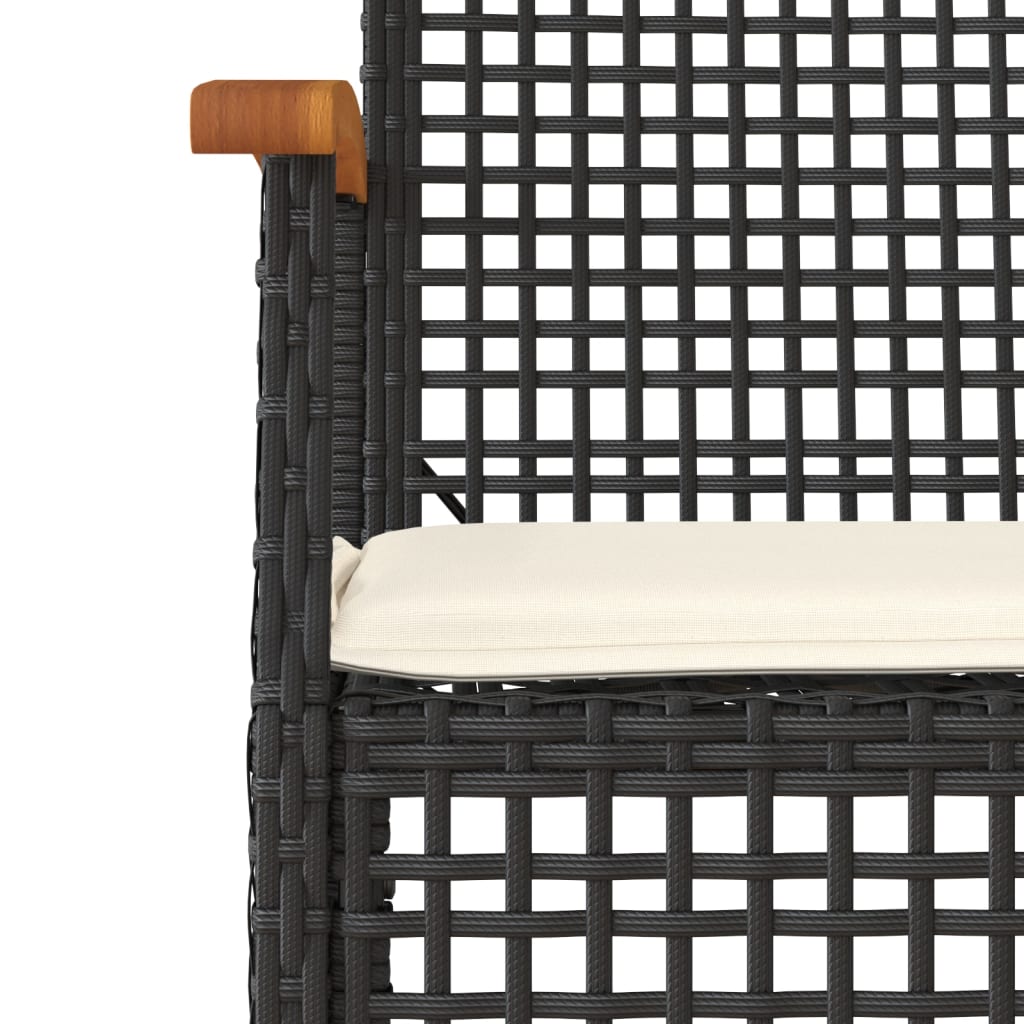 vidaXL 3-delige Tuinset met kussens poly rattan zwart afbeelding