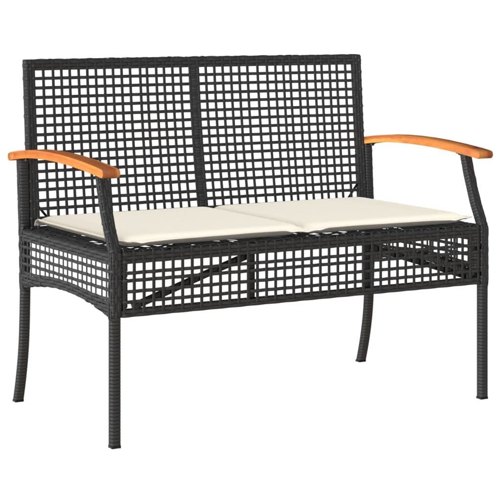 vidaXL 5-delige Tuinset met kussens poly rattan zwart afbeelding