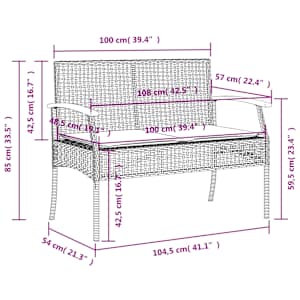 4dílný zahradní jídelní set s poduškami šedá polyratan - obrázek 11