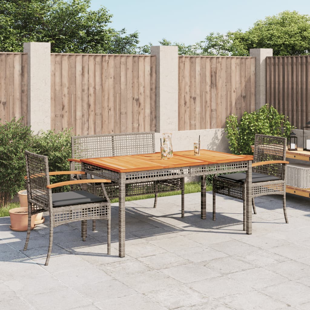 vidaXL 4-tlg. Garten-Essgruppe mit Kissen Grau Poly Rattan