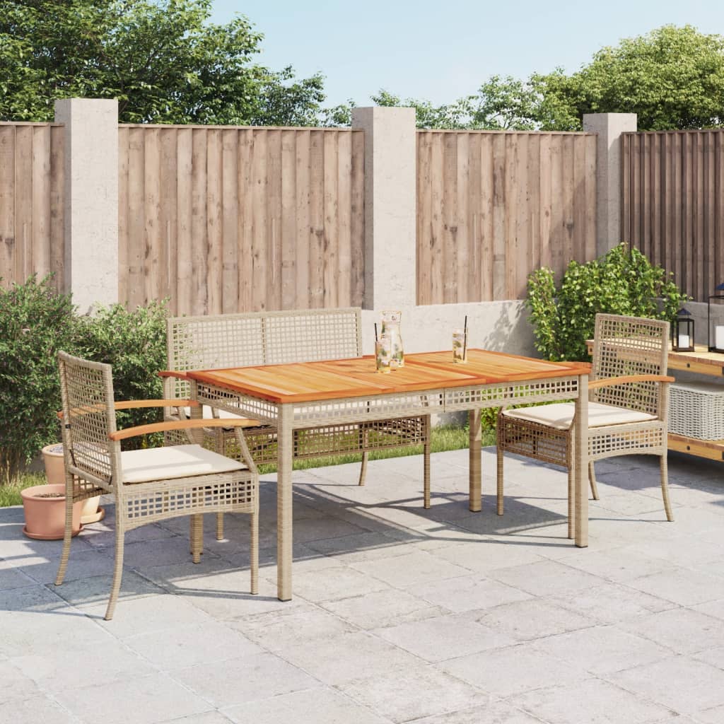 vidaXL 4-tlg. Garten-Essgruppe mit Kissen Beige Poly Rattan