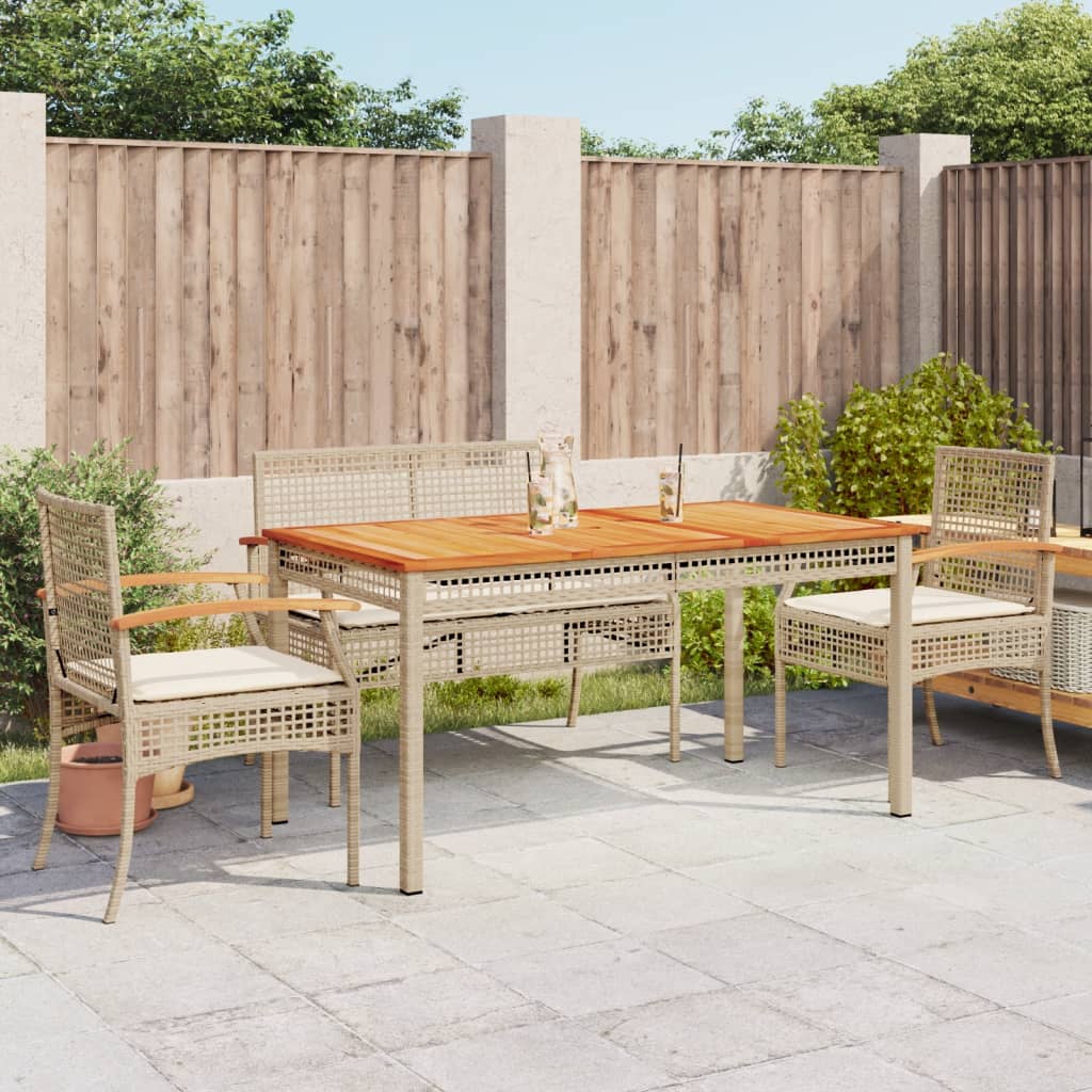 vidaXL 5-tlg. Garten-Essgruppe mit Kissen Beige Poly Rattan