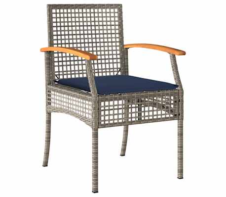 vidaXL 4 Piece Garden Dining Set with Cushions Grey Poly Rattan
