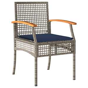 vidaXL 4 Piece Garden Dining Set with Cushions Grey Poly Rattan