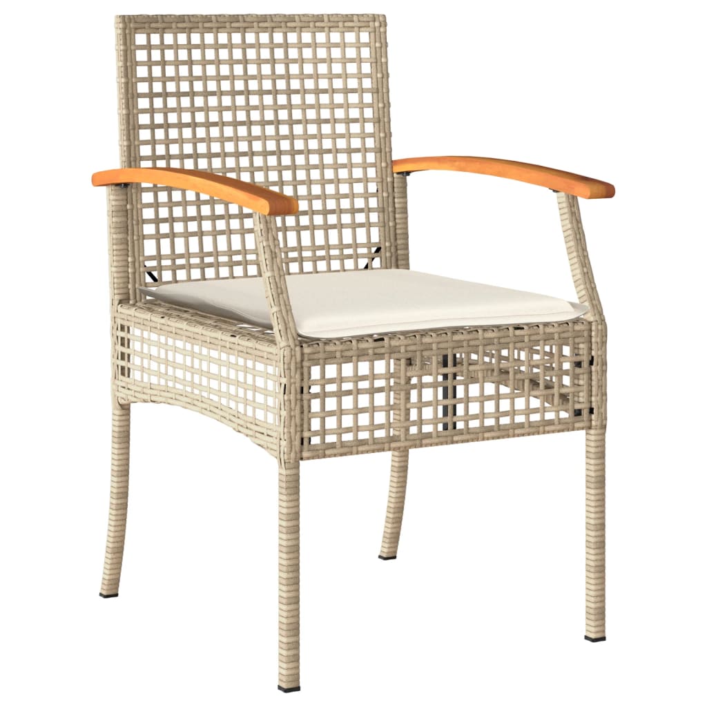 vidaXL 7-delige Tuinset met kussens poly rattan beige afbeelding