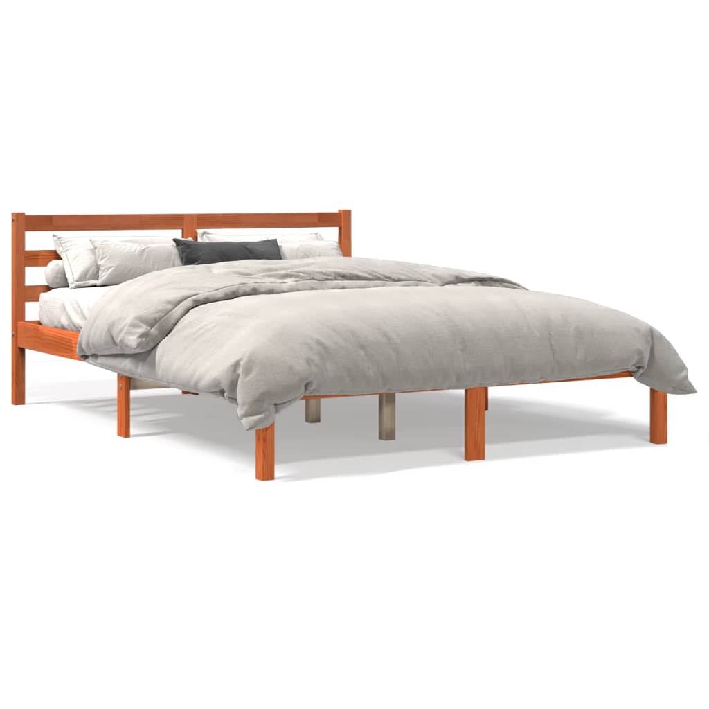 vidaXL Postel bez matrace voskově hnědá 135 x 190 cm masivní borovice